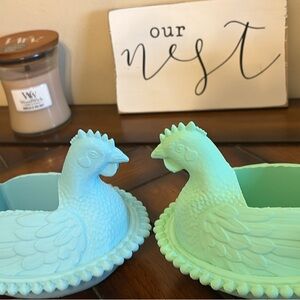 Aqua Chicken Shaped Decorative Bowls